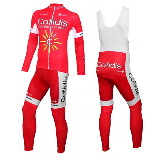 2016 Maillot Cofidis Tirantes Mangas Largas Blanco Y Rojo